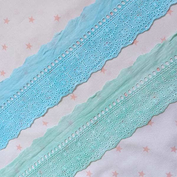 Pink imported cotton hanging lace trim 