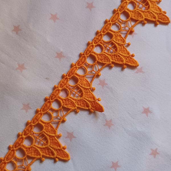 Orange hanging cotton lace trim - 1 metre - 2inch