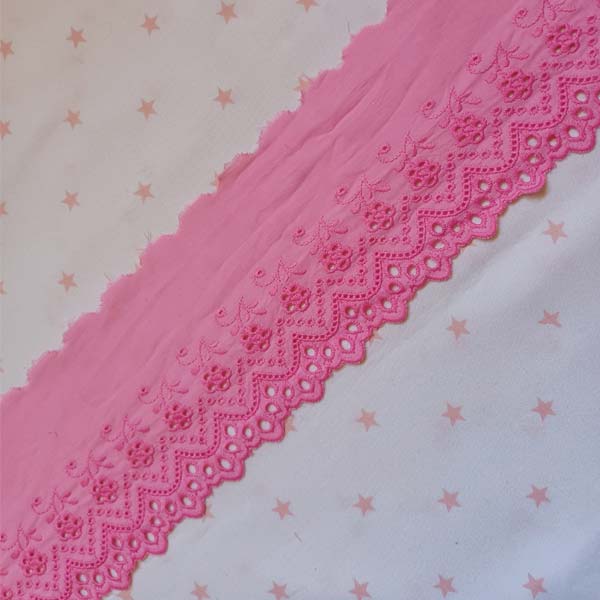 Pink imported cotton hanging lace trim