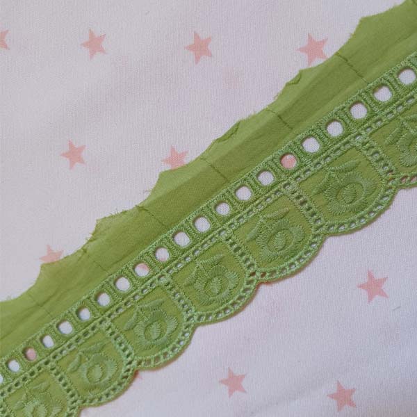 Sap green cotton lace trim