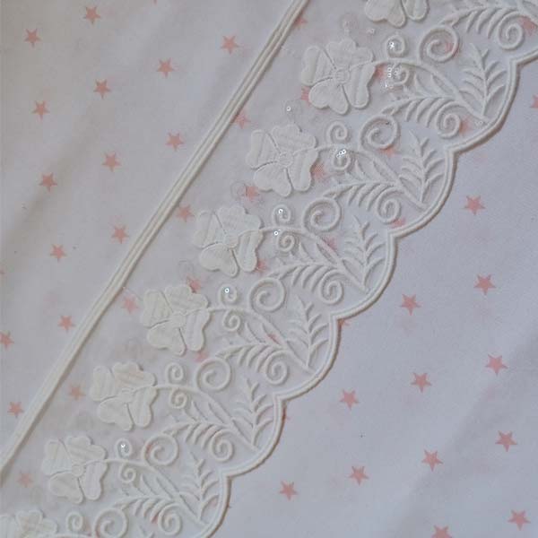 White net sequins flower lace belt trim