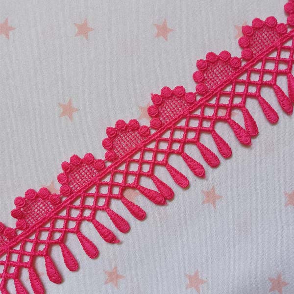 Rani pink fancy dangling lace trim