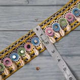 Multi-Color Gujarati Traditional Navratri Shell Lace, 2.75 inch wide, 1 metre length