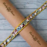 Multi Color Gujarati Traditional Navratri Shell Lace - 1 inch wide, 1 metre length