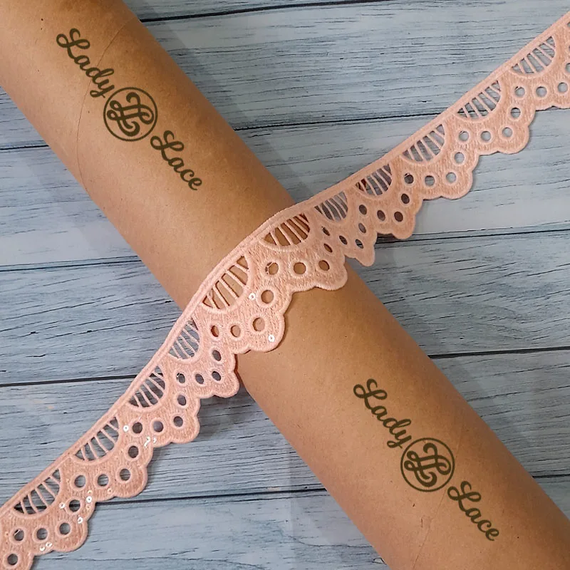 peach-sequin-scallop-hanging-lace-trim-1 Peach Sequin Scallop Hanging Lace Trim