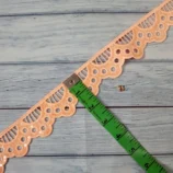 Peach Sequin Scallop Hanging Lace Trim