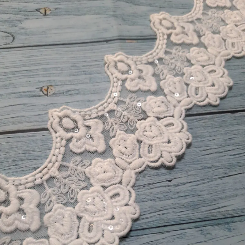 white-crown-flower-with-sequin-lace-trim-3 White Crown Flower with Sequin Lace Trim