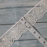 White Flower Scalloped Sequin Lace