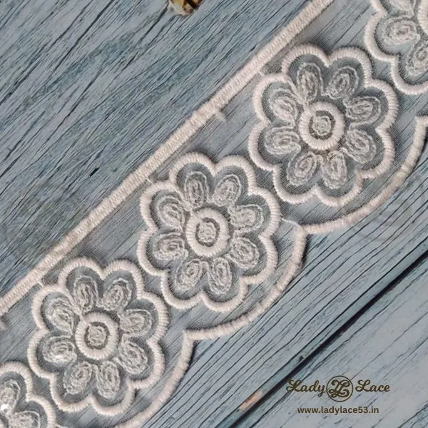 white-flower-sequence-scolap-lace-1-yard-1-5-inch01 White Flower Scalloped Sequin Lace