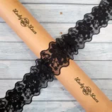 Black Flower Pop Sequin Lace Trim – 3 Inch Wide, 1 Yard Length