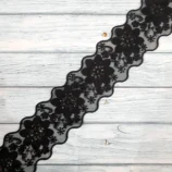 Black Flower Pop Sequin Lace Trim – 3 Inch Wide, 1 Yard Length