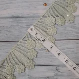 Green Sequin Hanging Flower Lace, 3 inch wide, 1 yard length
