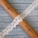 White Guipure Sequins Lace Trim, 2.5 inches wide, 1 metre length