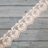 White Guipure Sequins Lace Trim, 2.5 inches wide, 1 metre length