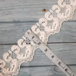 White Guipure Sequins Lace Trim, 2.5 inches wide, 1 metre length