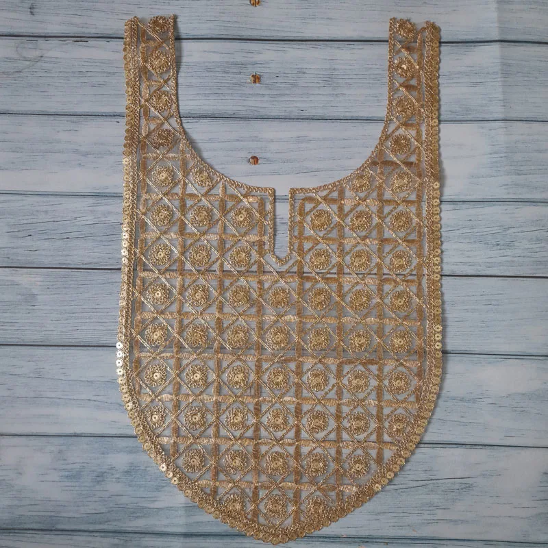 Golden-Necklace-Zari-Work-Piece-16-inch-1 Golden Necklace Zari Work Piece 16 inch