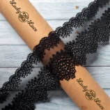 Black double decker organza lace trim, 4.5 inch wide, 1 yard length