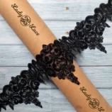 Black exclusive cord full sequins lace, 4.5 inch wide, 1 yard length