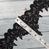 Black exclusive cord full sequins lace, 4.5 inch wide, 1 yard length