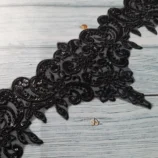 Black exclusive cord full sequins lace, 4.5 inch wide, 1 yard length