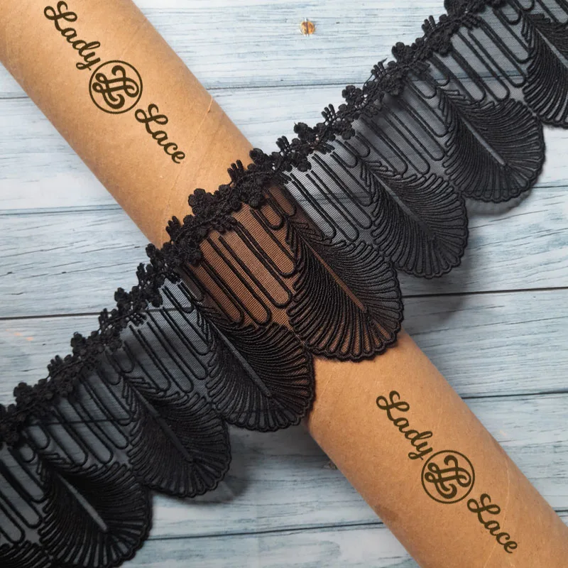 black-organza-guipure-scallop-lace-trim-4-5-inch-wide-1-yard-length-1 Black organza guipure scallop lace trim, 4.5 inch wide, 1 yard length