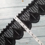 Black organza guipure scallop lace trim, 4.5 inch wide, 1 yard length