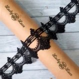 Black scallop flower sequin lace trim, 2 inch wide, 1 yard length