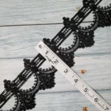 Black scallop flower sequin lace trim, 2 inch wide, 1 yard length
