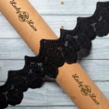 Black sequin cord lace, 3.5 inch wide, 1 yard length
