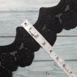 Black sequin cord lace, 3.5 inch wide, 1 yard length