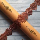 Brown Sequin Guipure Flower Lace Trim, 2.5 inch wide, 1 metre length