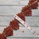 Brown Sequin Guipure Flower Lace Trim, 2.5 inch wide, 1 metre length