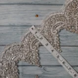 Silver crown tikri kasab lace trim, 4.5 inches wide, 1 yard length