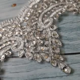 Silver crown tikri kasab lace trim, 4.5 inches wide, 1 yard length