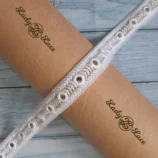 Tiny White Golden Mirror Patti Lace Trim, 1 inch wide, 1 metre length