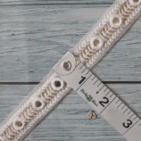 Tiny White Golden Mirror Patti Lace Trim, 1 inch wide, 1 metre length