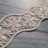 Waves Shape Flower Sequence Lace, 2.5 inch wide, 1 metre length