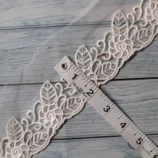 White Flower Net Base Lace with Sequin All Over, 2 inch wide, 1 Yard length