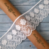 White net sequins flower lace belt trim, , 4.8 inch wide, 1 yard length