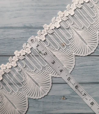 white-organza-guipure-scallop-lace-trim-4-5-inch-wide-1-yard-length-2 White organza guipure scallop lace trim, 4.5 inch wide, 1 yard length