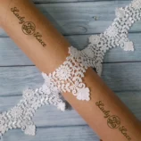 White sequin lace trim, 3 inch wide, 1 yard length