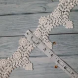White sequin lace trim, 3 inch wide, 1 yard length