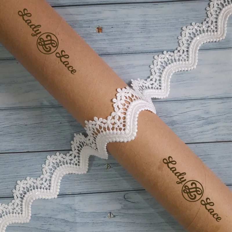 white-wavy-with-flower-sequin-lace-trim-1 White wavy with flower sequin lace trim, 2 inch wide, 1 yard length