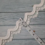 White wavy with flower sequin lace trim, 2 inch wide, 1 yard length