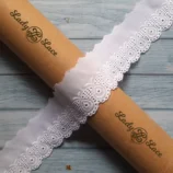 White cotton lace trim, 1.5 inch wide, 1 metre length