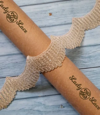 Golden scallop sequin lace trim, 3 inch width, 1 yard length