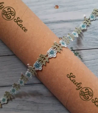 blue flower lace trim