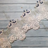 Navy blue organza board sequin lace trim