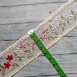 Net base multi color two sided lace, 3.5 inch width, 1 yard length