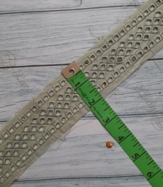 Olive green cotton hakoba insertion lace, 2 inch width, 1 metre length
